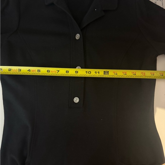 J. McLaughlin Black Tunic Henley Top Oversized Size M Pockets Collared - Picture 7 of 10